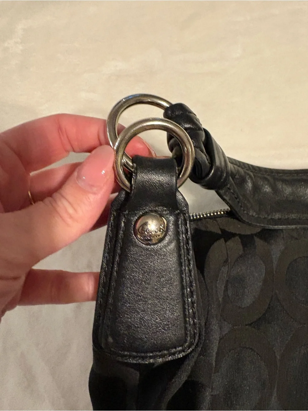 COACH Viral authentic Kristin Op Art hobo Bag Black Vintage Y2K Shoulder Purse